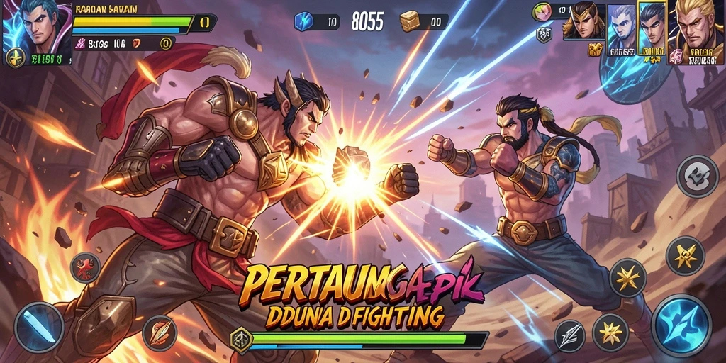 Gameplay seru dan mendebarkan dalam pertarungan Fighting 8055.