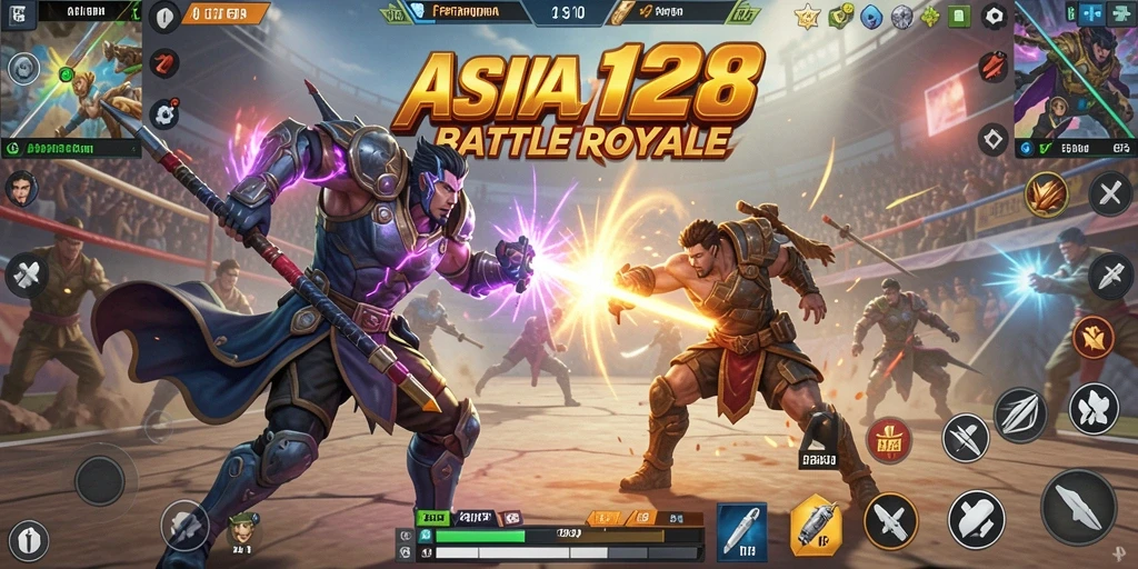 Tangkapan layar permainan ASIA128 yang menampilkan aksi Battle Royale yang seru.