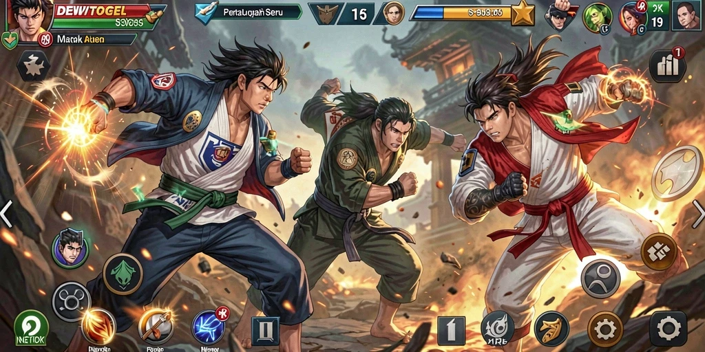 Screenshot gameplay DEWITOGEL yang menunjukkan aksi seru dalam pertarungan.