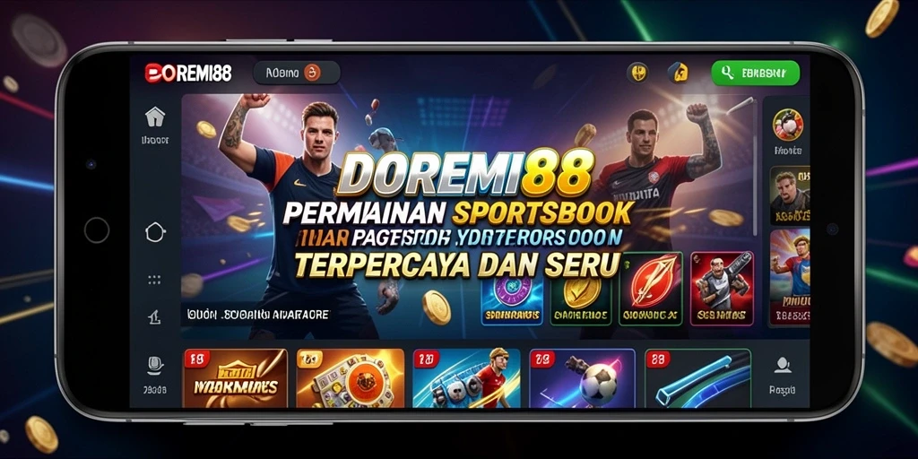 Screenshot menunjukkan antarmuka Sportsbook DOREMI88 yang menarik dan interaktif.