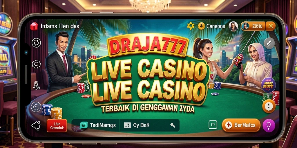 Tampilan gameplay DRAJA777 dengan dealer langsung dan suasana kasino yang nyata.