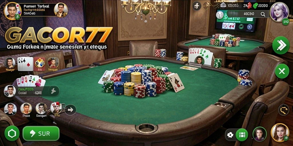 Tampilan gameplay Poker yang menarik dan seru di GACOR77.