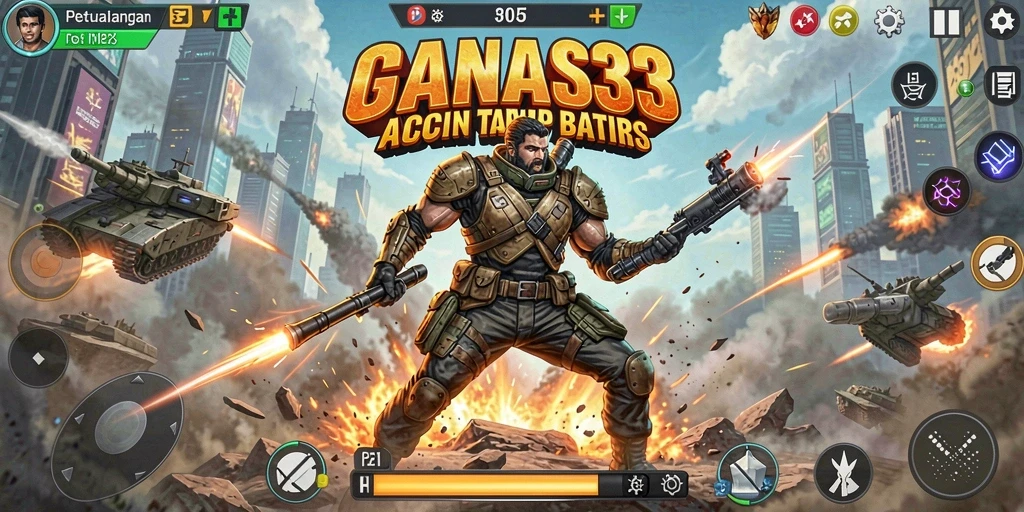 Screenshot utama menampilkan aksi mendebarkan dalam GANAS33.