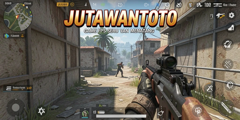 Screenshot gameplay <strong>JUTAWANTOTO</strong> menunjukkan aksi menegangkan dalam pertempuran FPS.