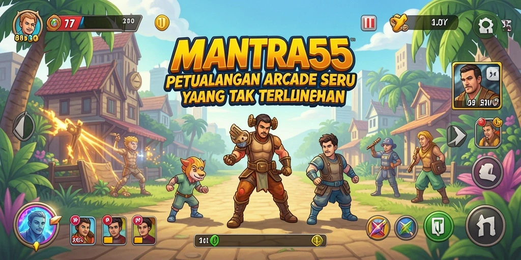 Tampilan layar utama MANTRA55 dengan gameplay Arcade yang mendebarkan.