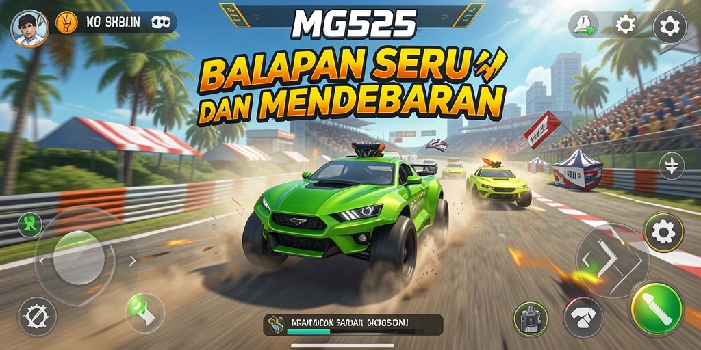 Screenshot utama MG525 menampilkan aksi balapan yang intens dan realistis.