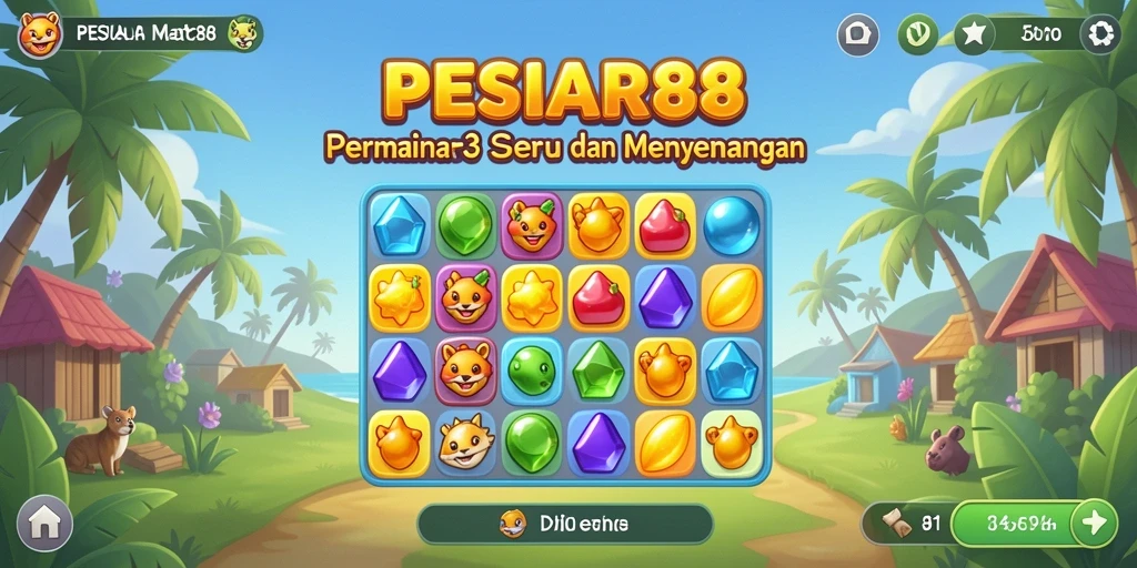 Screenshot PESIAR88 menampilkan gameplay seru Match-3.