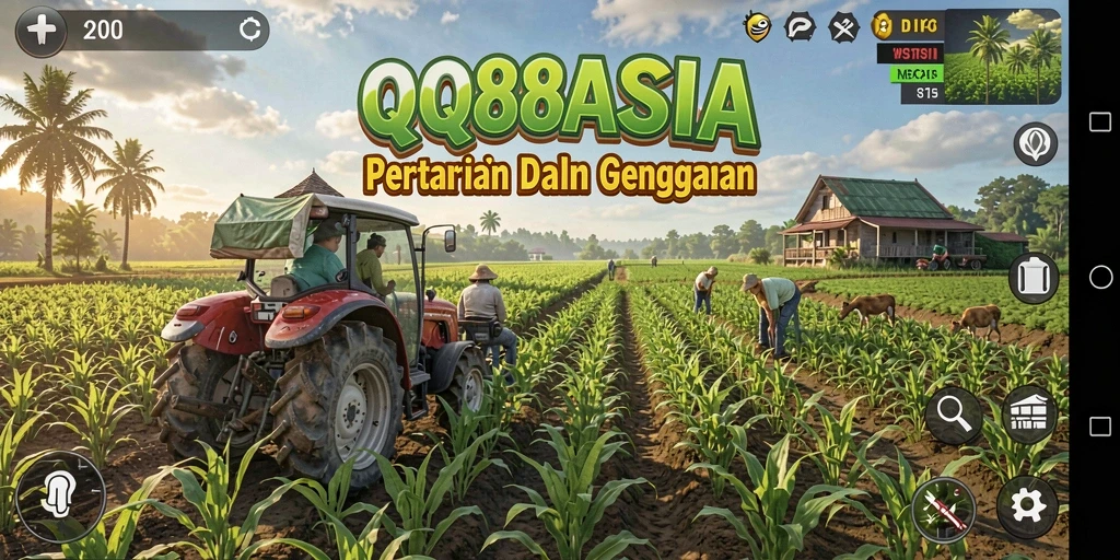 Tampilan gameplay QQ88ASIA dengan kebun yang subur.