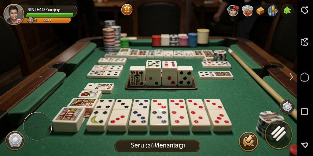 Tangkapan layar gameplay domino SINTE4D yang menarik dan seru.