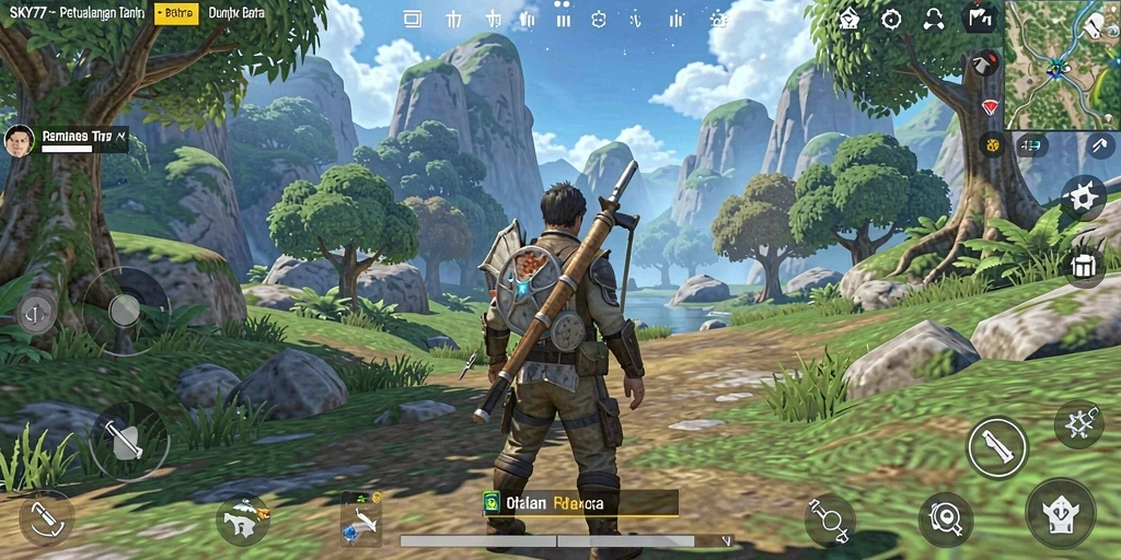 Tampilan gameplay <strong>SKY77</strong> yang menakjubkan dengan dunia terbuka yang luas.