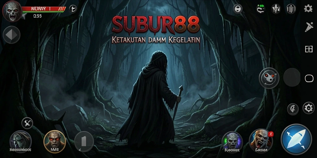 Screenshot gameplay SUBUR88 menampilkan suasana mencekam dan penuh misteri.