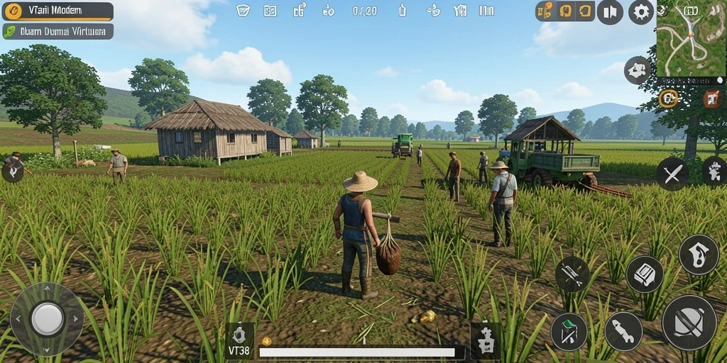 Tampilan gameplay VT38 yang seru dan interaktif dalam pertanian.